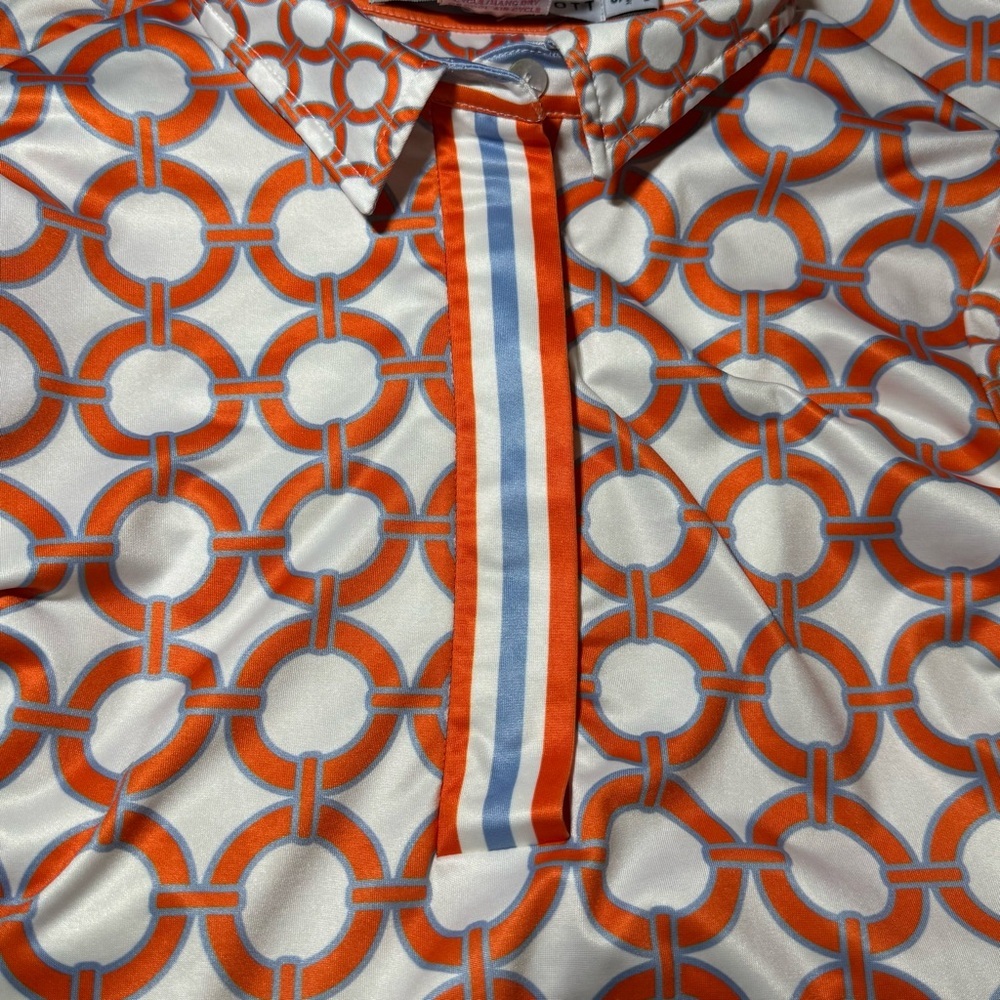 Gretchen Scott Designs Jersey Everywhere Dress Orange Blue size Small - Picture 10 of 11